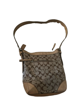 Vintage Coach Signature  Monogram Y2K Canvas Crossbody Bag in Brown/Tan